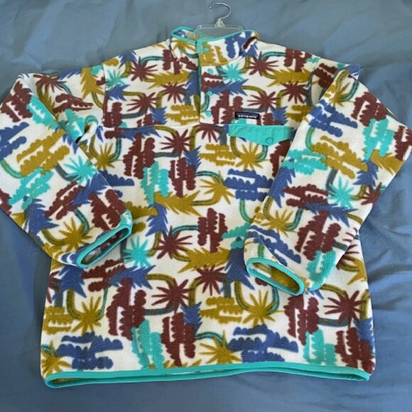 NEW Patagonia Lightweight Synchilla Snap-T Fleece Pullover Women's L Tree Print - Picture 2 of 13